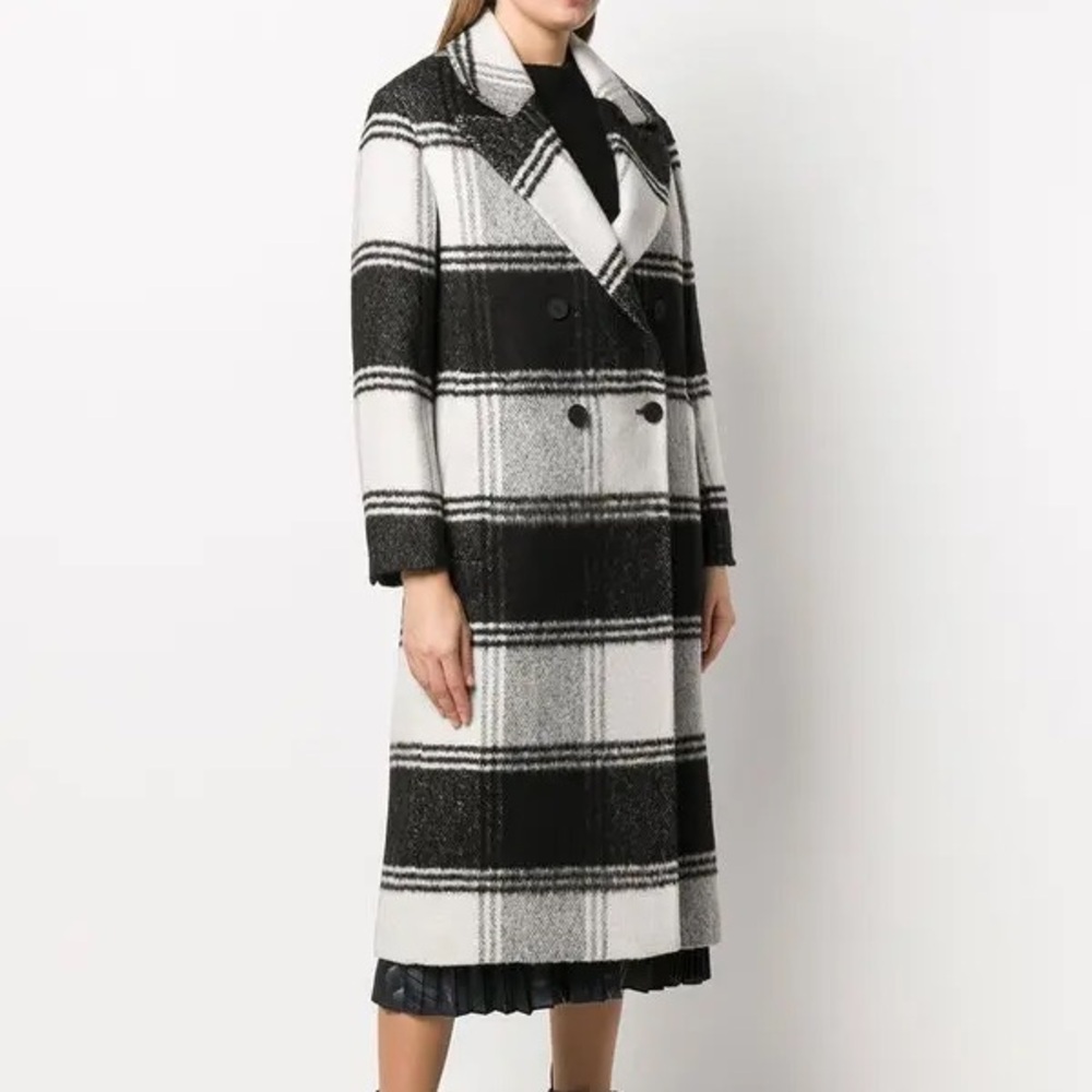All Saints Lottie Checked Double Breasted Coat